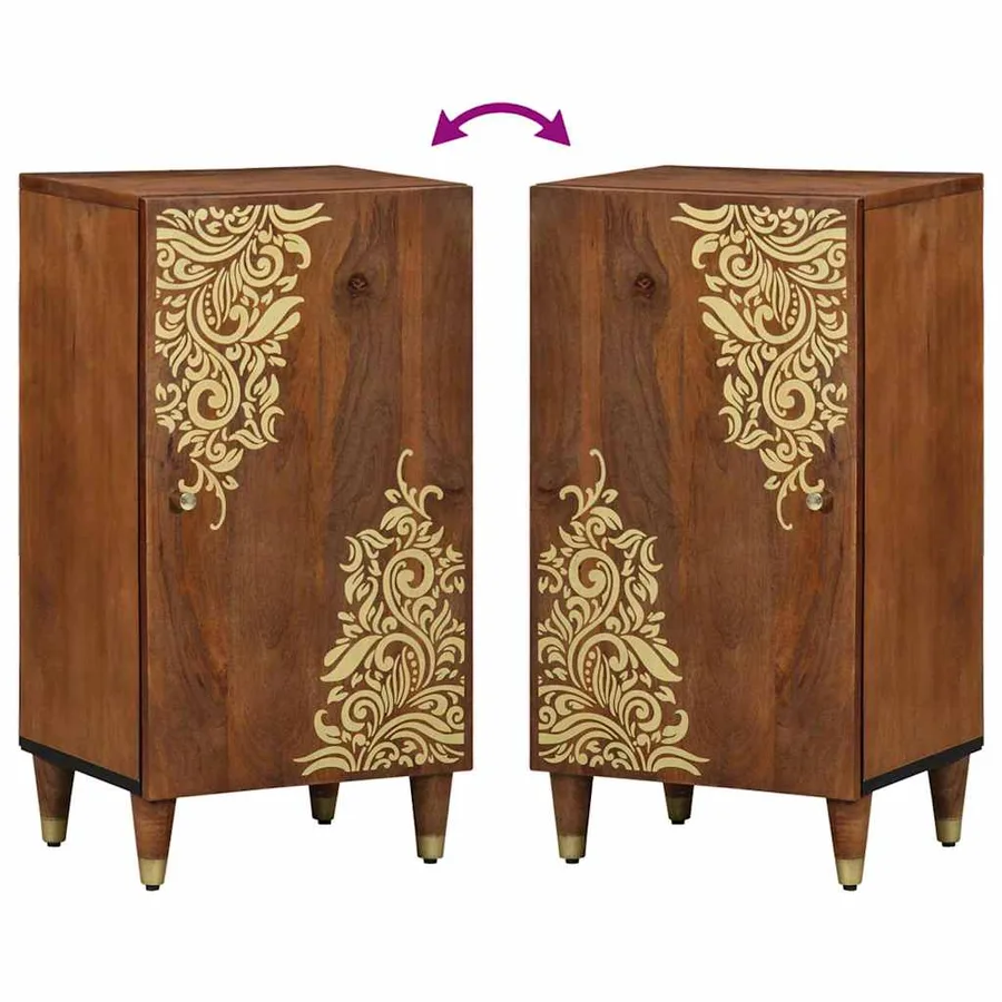 Buffet avec porte Marron 40 x 33 x 75 cm Bois de mangue massif - 10