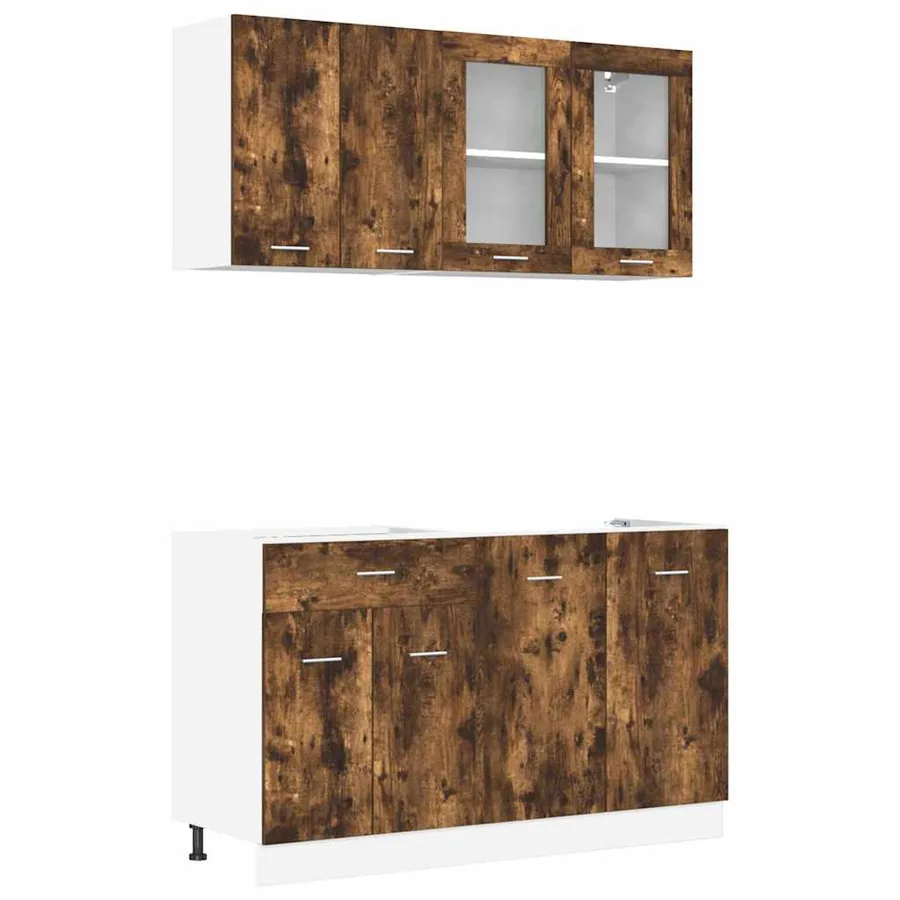 Unité de cuisine Lyon 4 pcs Chêne fumé Bois d'ingénierie - 2