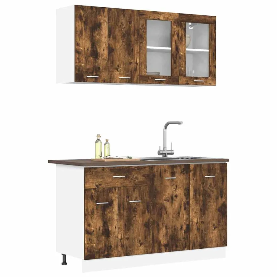 Unité de cuisine Lyon 4 pcs Chêne fumé Bois d'ingénierie - 3