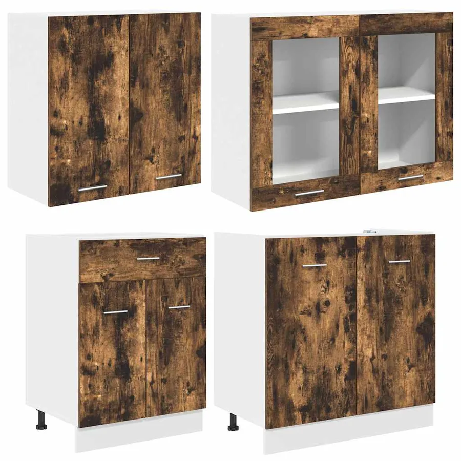 Unité de cuisine Lyon 4 pcs Chêne fumé Bois d'ingénierie - 4