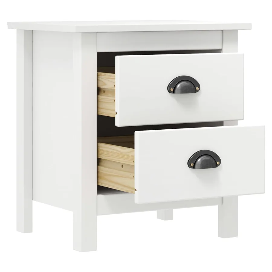Table de chevet Hill Blanc 46x35x49,5 cm Bois de pin solide - 3