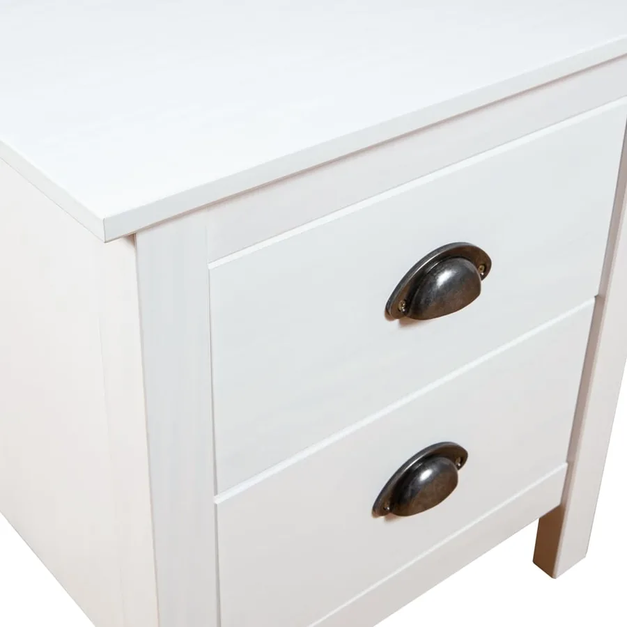 Table de chevet Hill Blanc 46x35x49,5 cm Bois de pin solide - 5