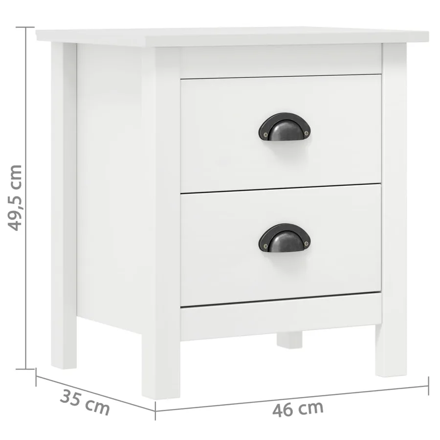 Table de chevet Hill Blanc 46x35x49,5 cm Bois de pin solide - 7