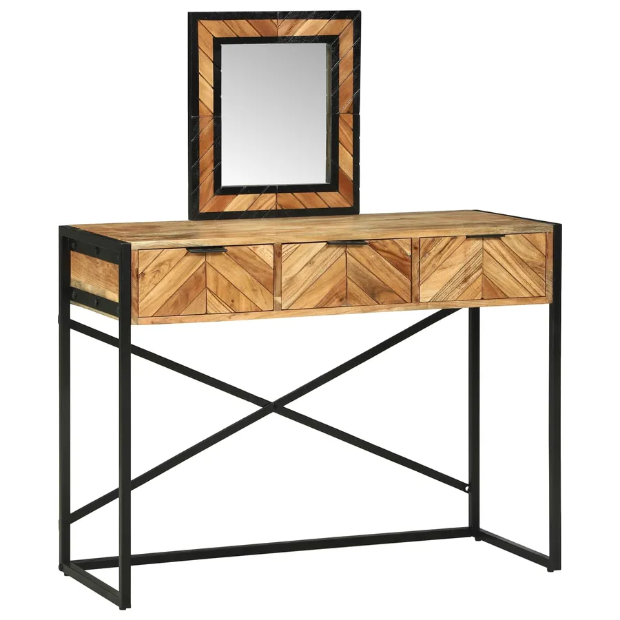 Table de Toilette Marron 100 x 40 x 120 cm Bois d'Acacia Massif - 3