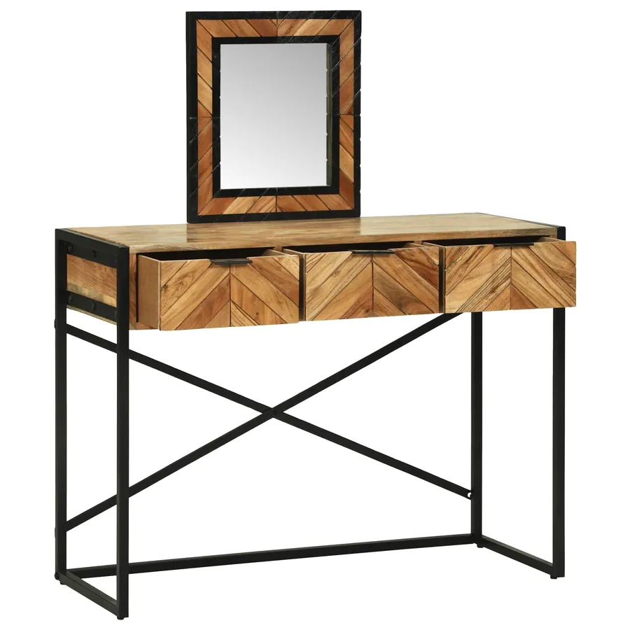Table de Toilette Marron 100 x 40 x 120 cm Bois d'Acacia Massif - 5