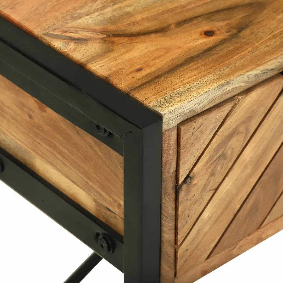 Table de Toilette Marron 100 x 40 x 120 cm Bois d'Acacia Massif - 9