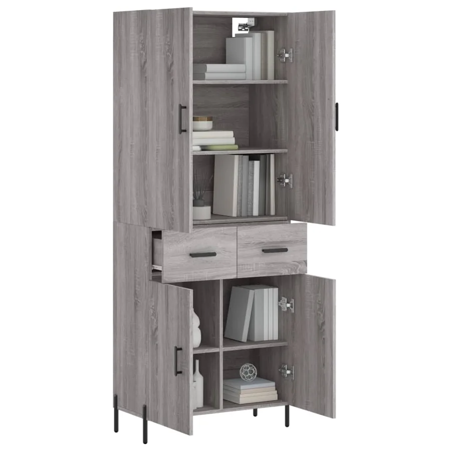 Buffet haut Sonoma gris 69,5x34x180 cm Bois d'ingénierie - 3