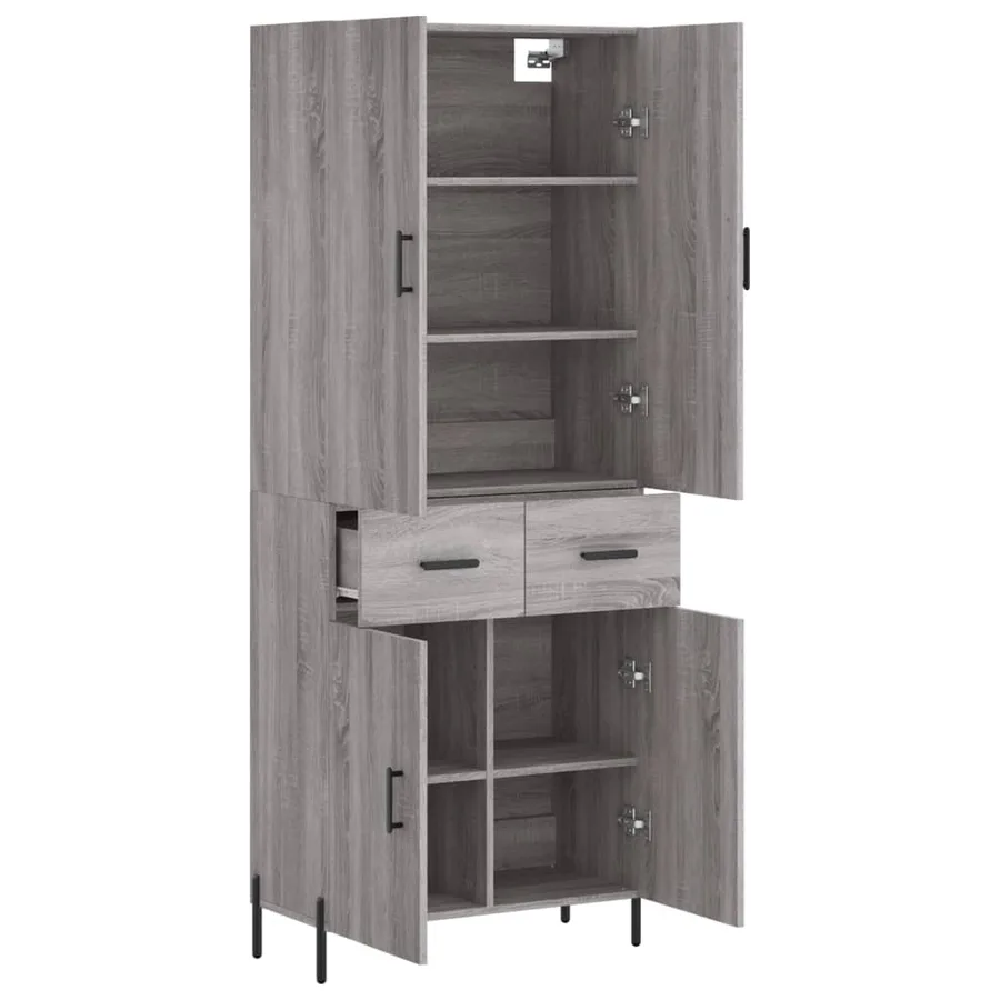 Buffet haut Sonoma gris 69,5x34x180 cm Bois d'ingénierie - 4