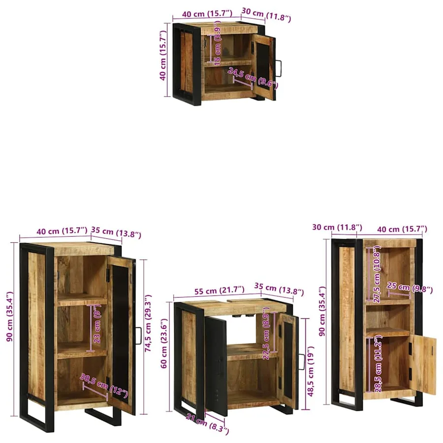 Ensemble de mobilier de salle de bain avec tiroir 4 pcs - 17