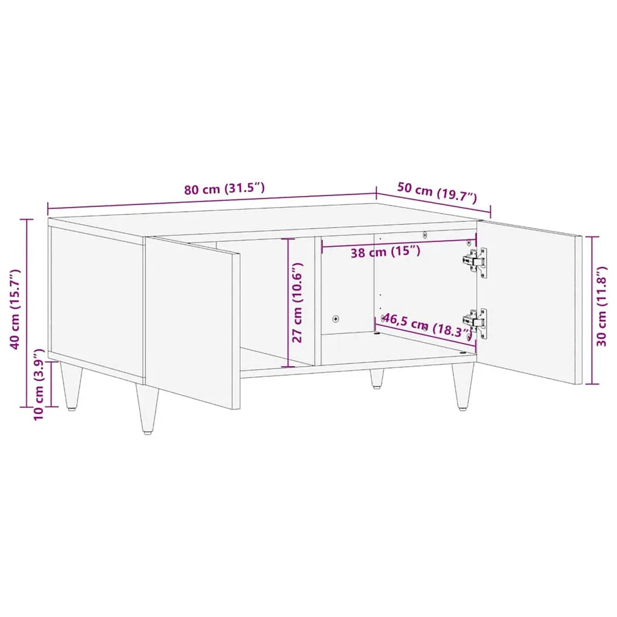 Table basse Marron miel 80 x 50 x 40 cm Bois de mangue massif - 11