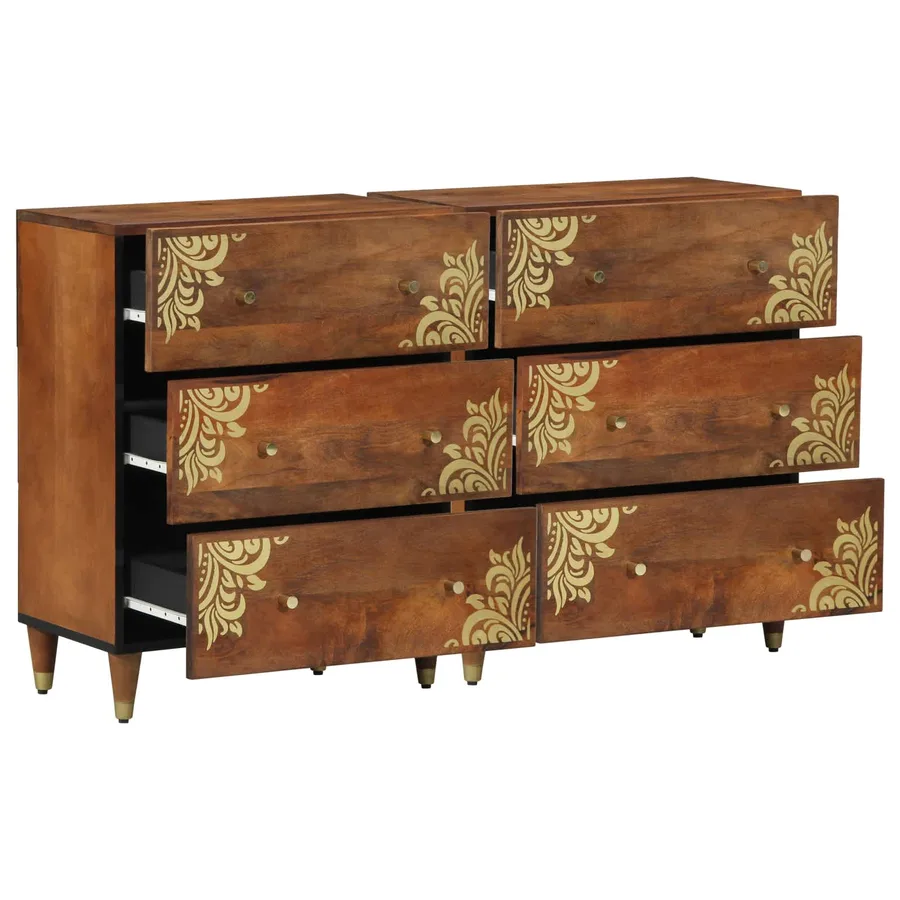 Buffet 2 pcs marron miel 60 x 33 x 75 cm Bois de mangue massif - 2