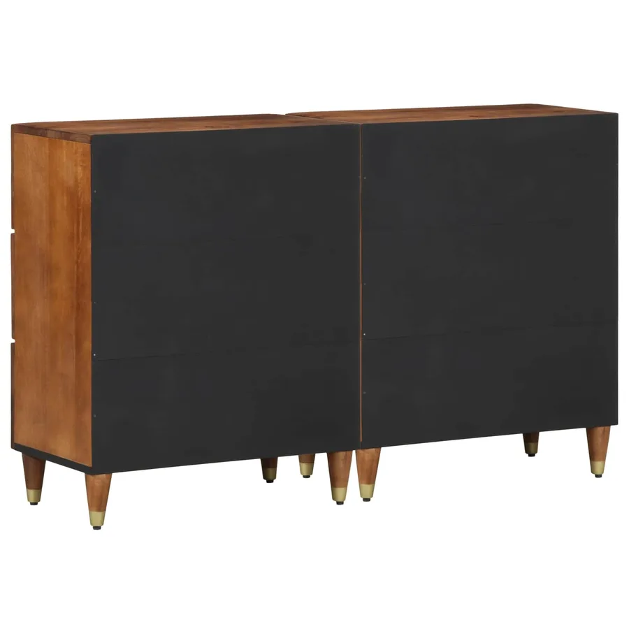 Buffet 2 pcs marron miel 60 x 33 x 75 cm Bois de mangue massif - 6