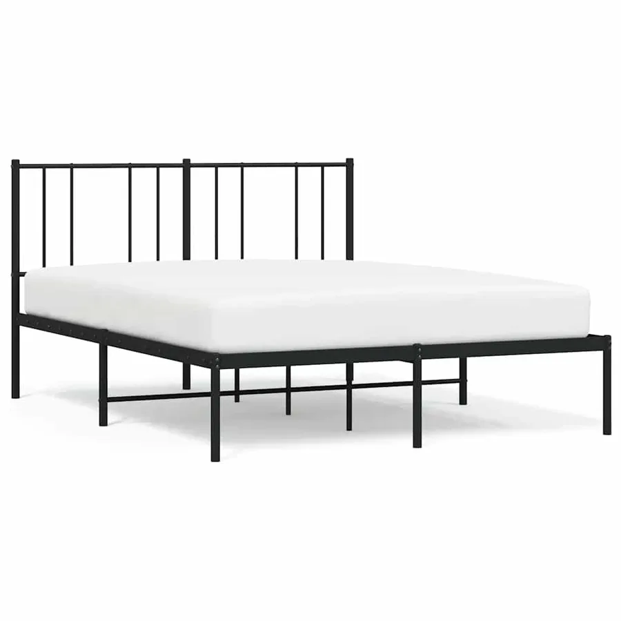 Cadre de lit métal sans matelas et tête de lit noir 160x200 cm - 2