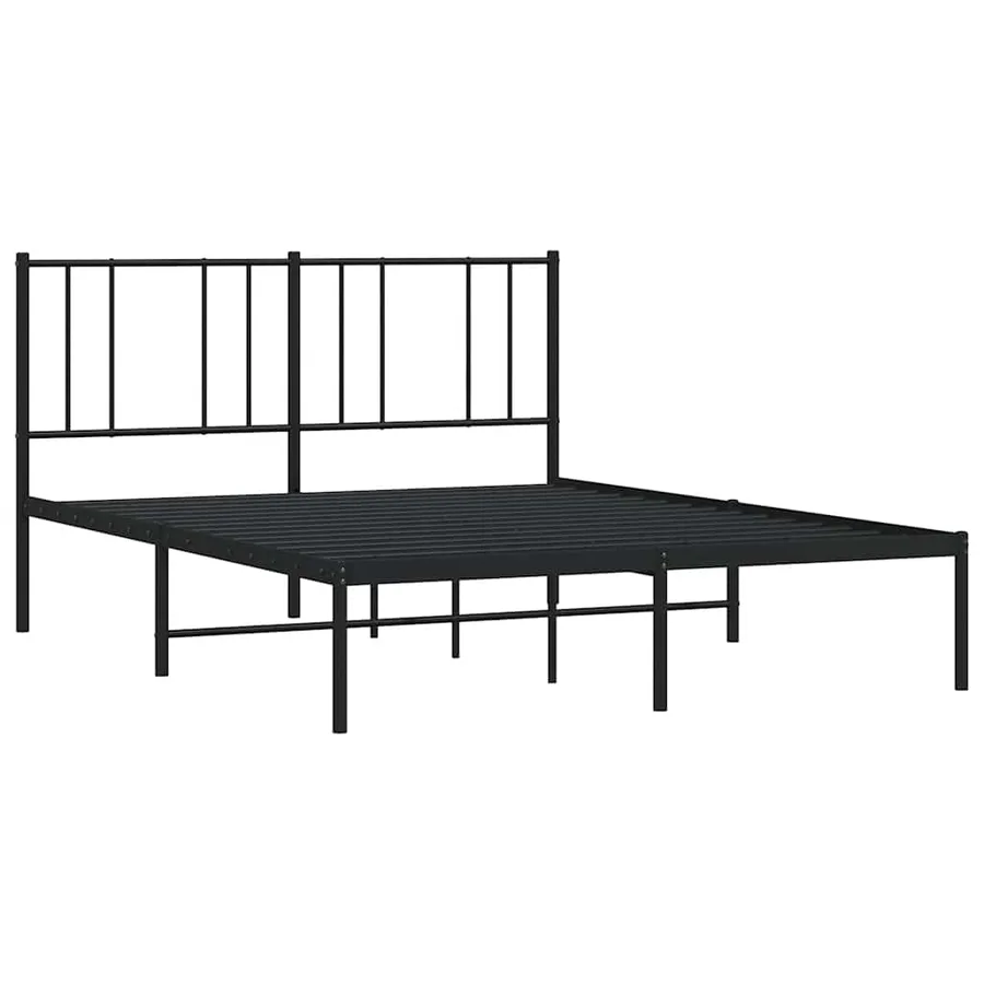Cadre de lit métal sans matelas et tête de lit noir 160x200 cm - 3