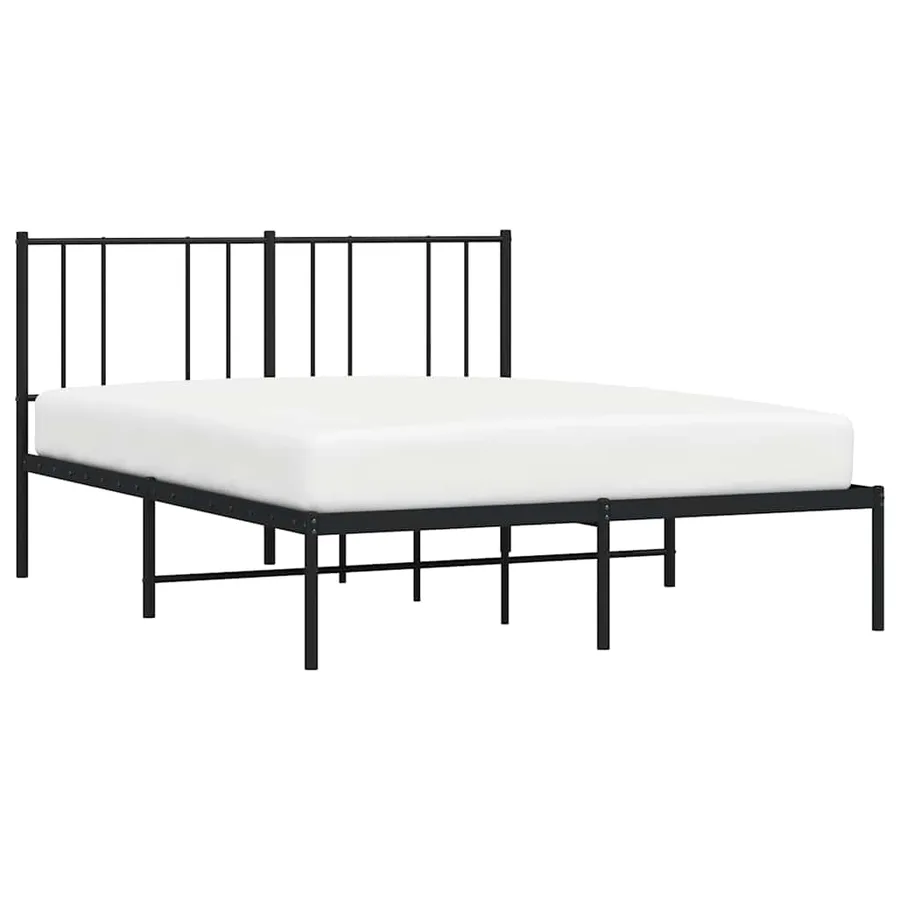 Cadre de lit métal sans matelas et tête de lit noir 160x200 cm - 5