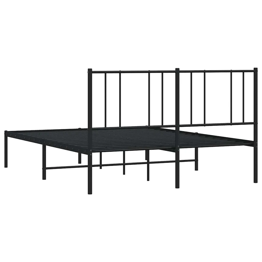 Cadre de lit métal sans matelas et tête de lit noir 160x200 cm - 8