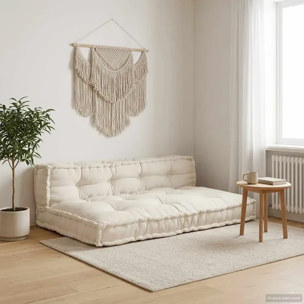 Coussin de canapé sur palette 2 pcs Crème 120 x 80 x 38 cm