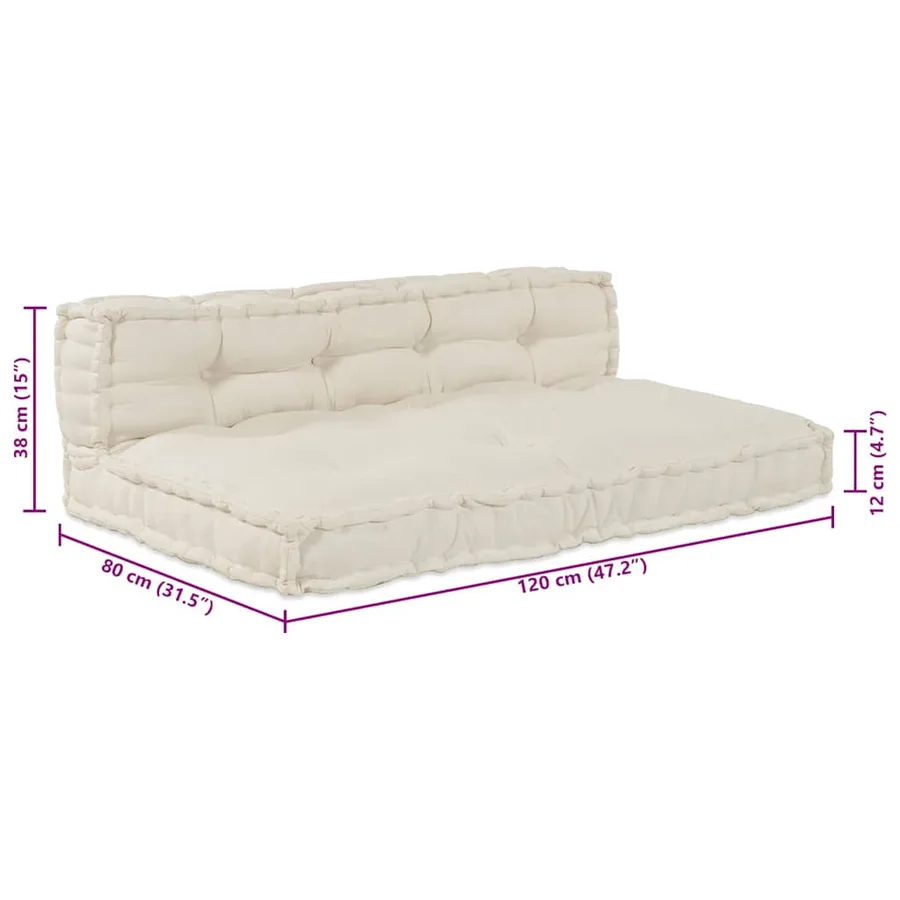 Coussin de canapé sur palette 2 pcs Crème 120 x 80 x 38 cm - 8
