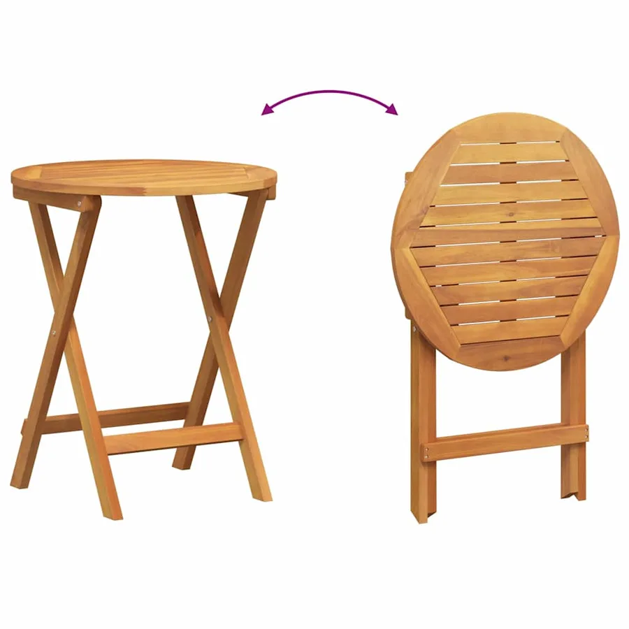 Table de Jardin Naturel 60 x 60 x 72 cm Bois d'Acacia Massif - 8