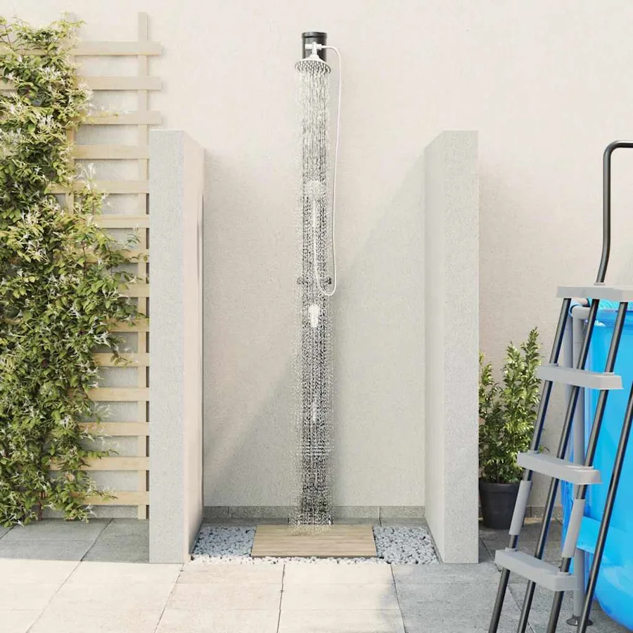 Douche solaire extérieure Noir 217 cm PVC et Aluminium - 4