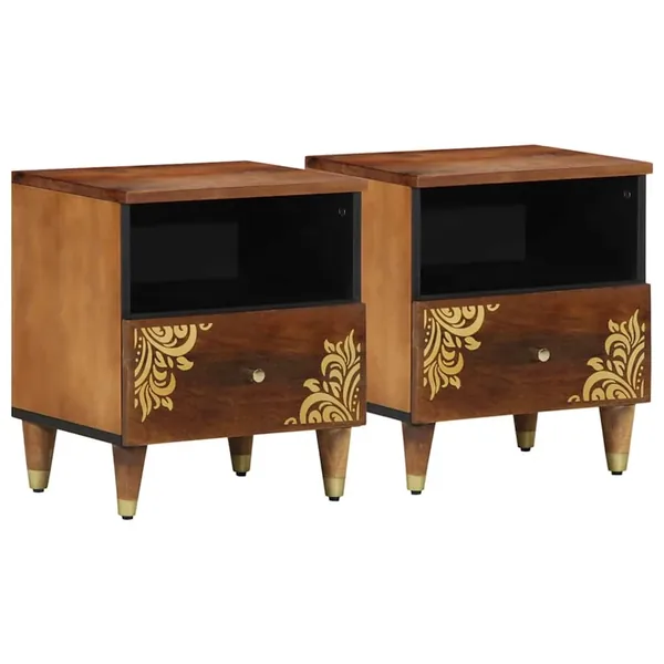 Cabinet de chevet avec tiroir 2 pcs Marron miel 40 x 33 x 46 cm