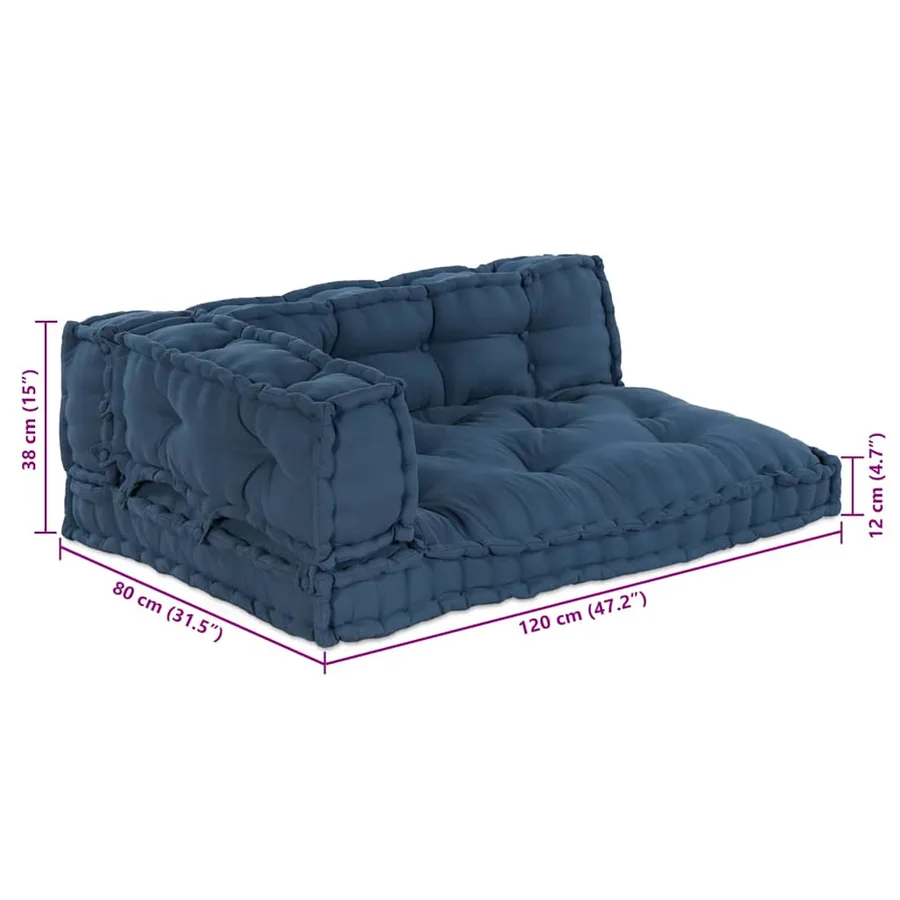 Coussin de canapé sur palette 3 pcs Indigo 120 x 80 x 38 cm - 10