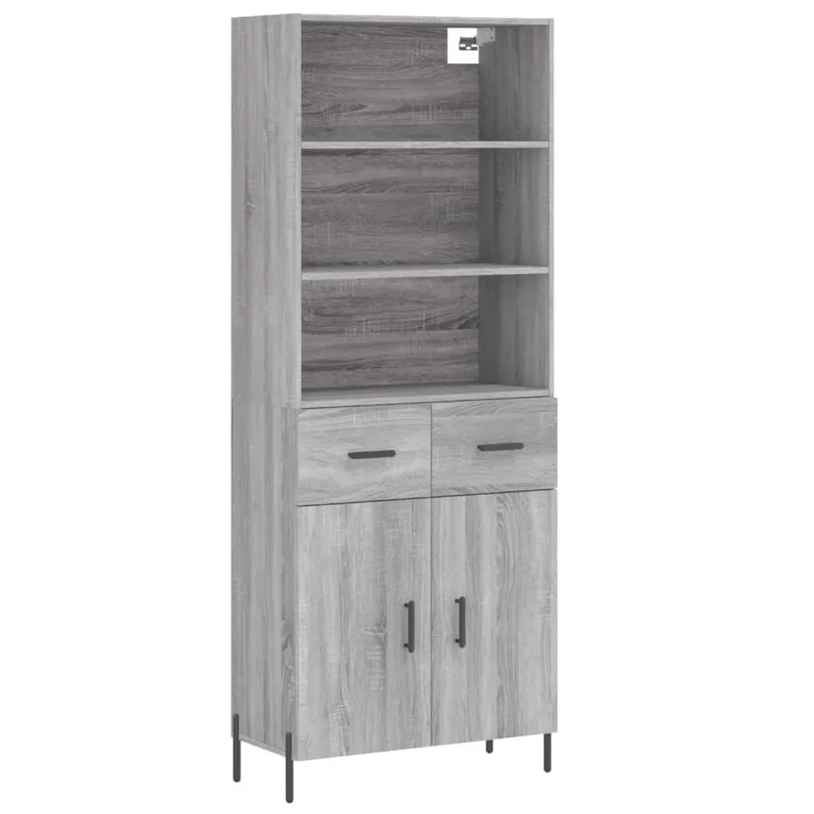 Buffet haut Sonoma gris 69,5x34x180 cm Bois d'ingénierie - 2