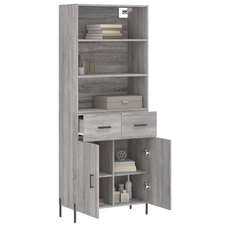 Buffet haut Sonoma gris 69,5x34x180 cm Bois d'ingénierie - 3