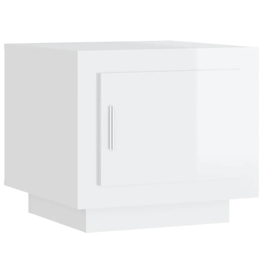 Table basse blanc brillant 51x50x45 cm bois d'ingénierie - 2