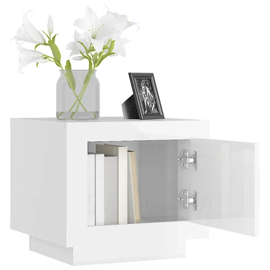Table basse blanc brillant 51x50x45 cm bois d'ingénierie - 4