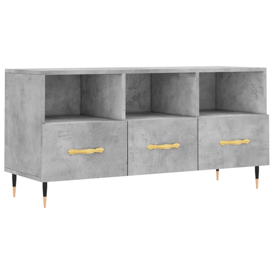 Meuble TV gris béton 102x36x50 cm bois d'ingénierie - 2