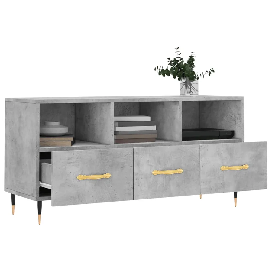 Meuble TV gris béton 102x36x50 cm bois d'ingénierie - 4
