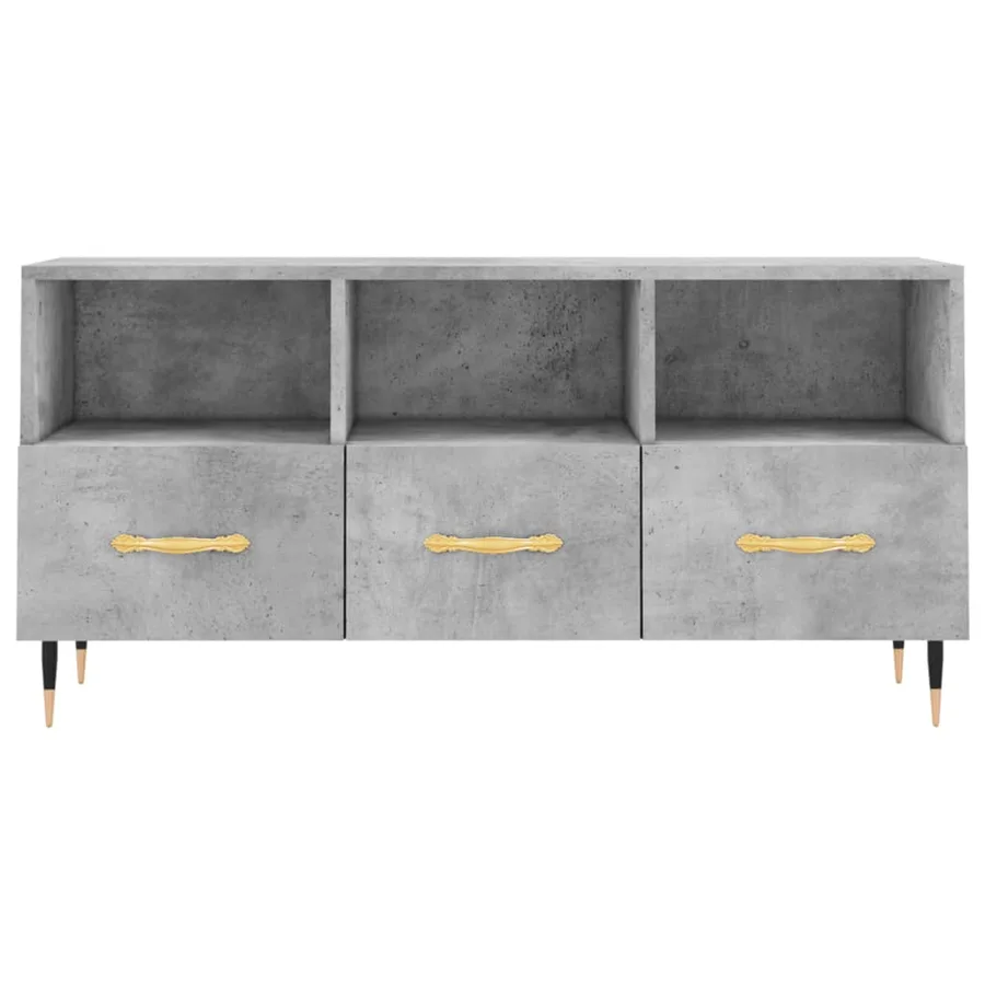 Meuble TV gris béton 102x36x50 cm bois d'ingénierie - 5