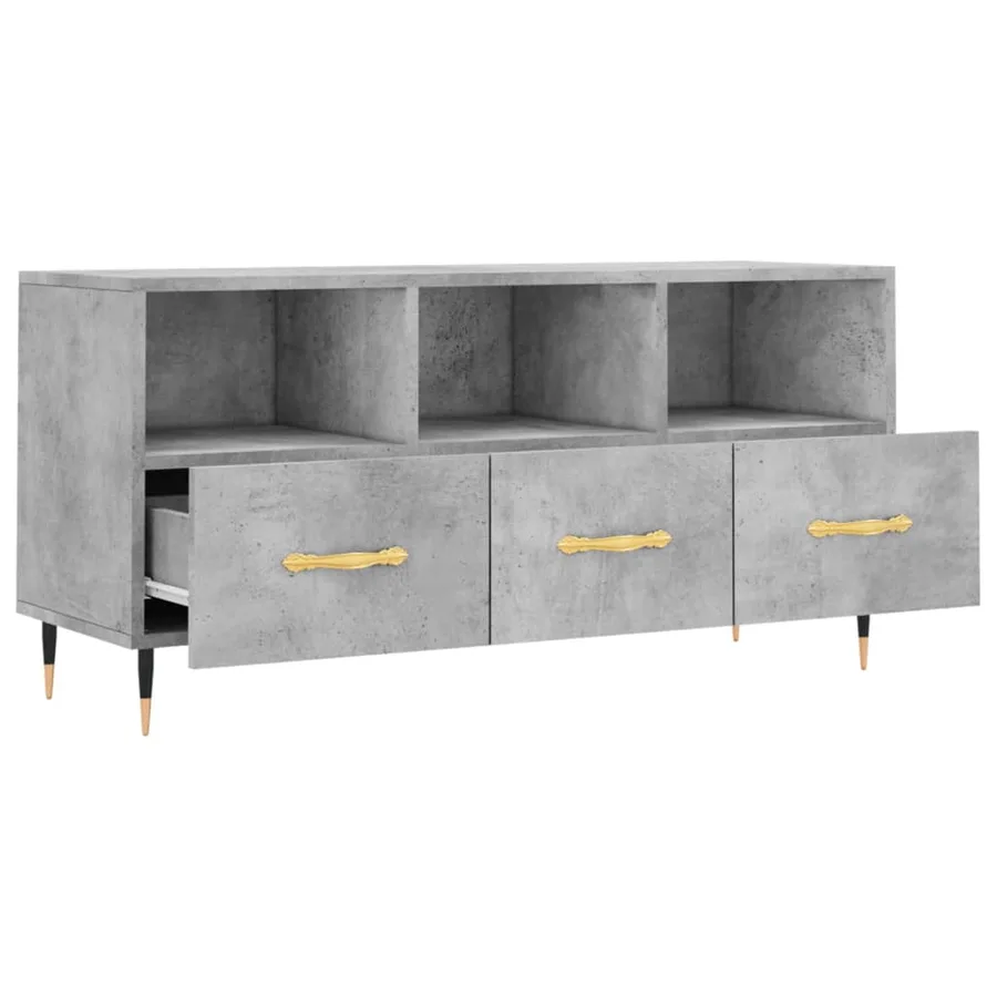 Meuble TV gris béton 102x36x50 cm bois d'ingénierie - 6