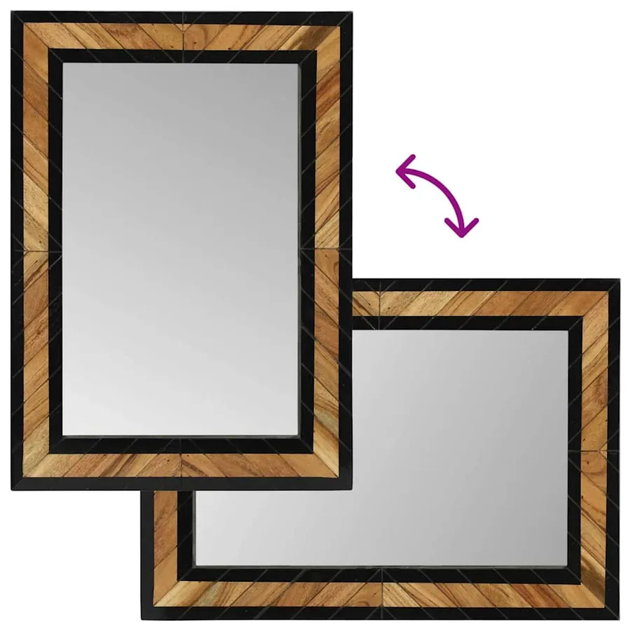 Miroir mural Noir et Marron 70 x 2 x 70 cm Bois d'Acacia Massif - 10
