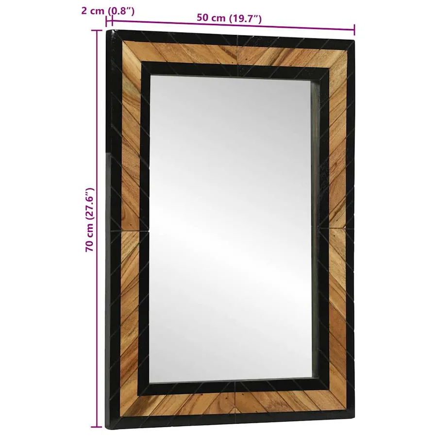 Miroir mural Noir et Marron 70 x 2 x 70 cm Bois d'Acacia Massif - 12