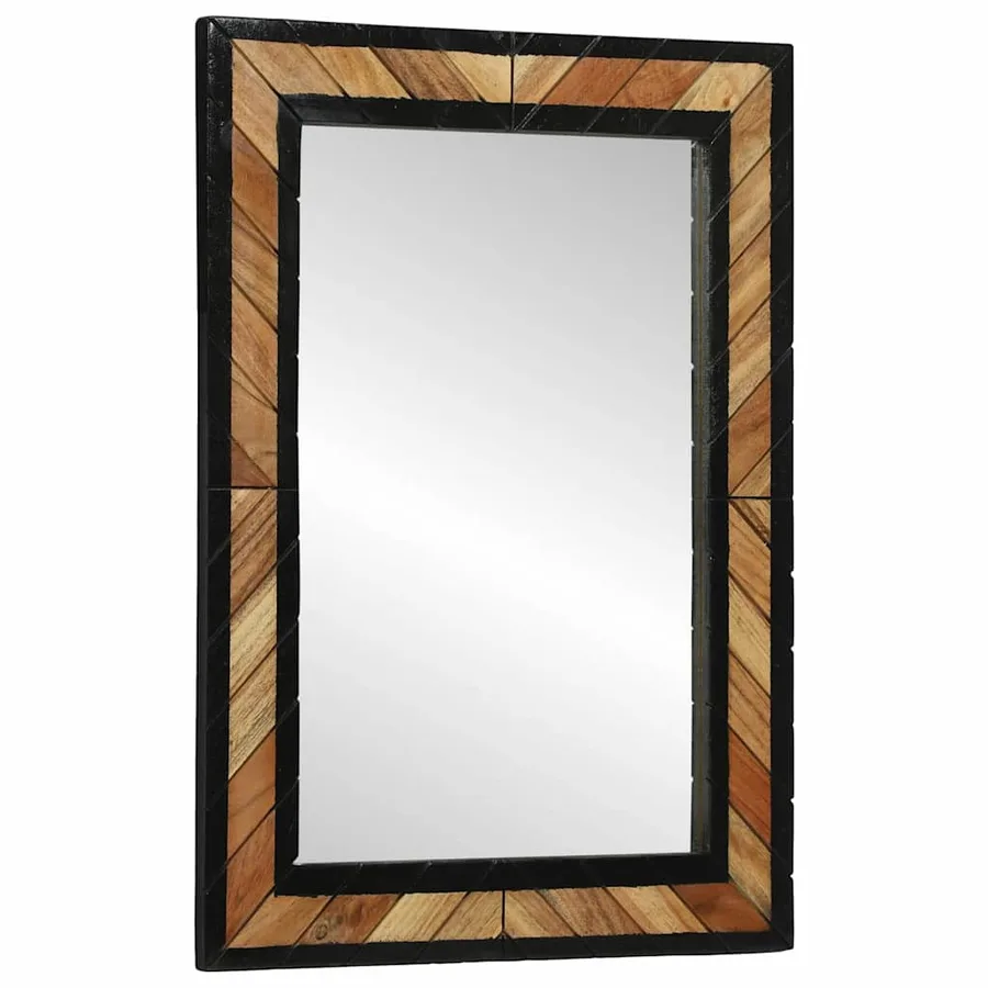 Miroir mural Noir et Marron 70 x 2 x 70 cm Bois d'Acacia Massif - 3