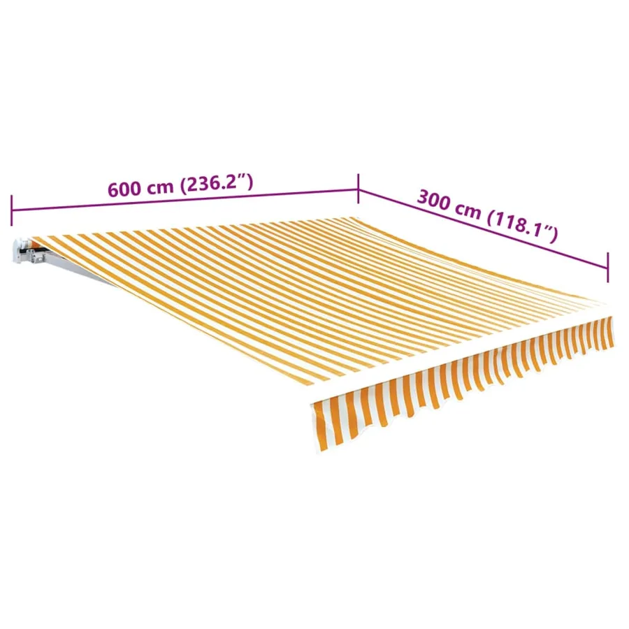 Tissu de remplacement pour auvent jaune et blanc 6x3 m polyester - 5