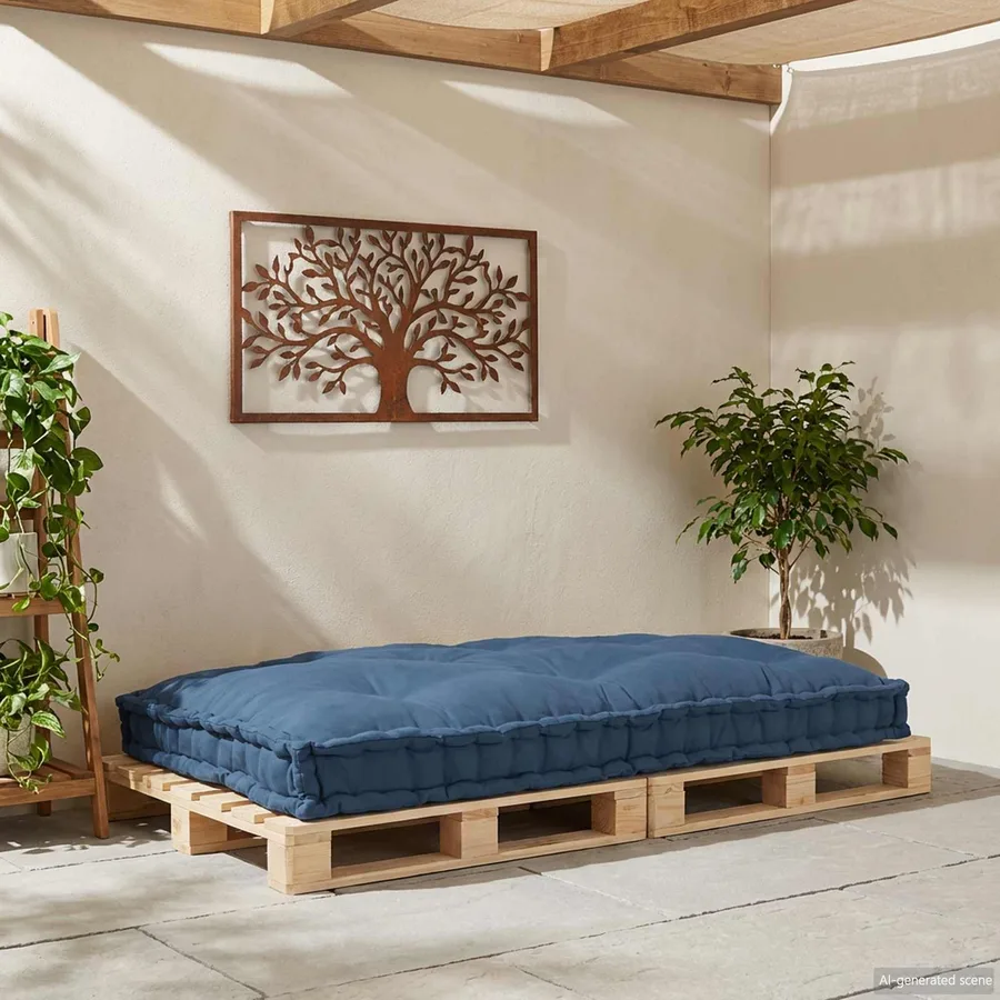 Coussin de canapé sur palette Indigo 120 x 80 x 12 cm Tissu - 3
