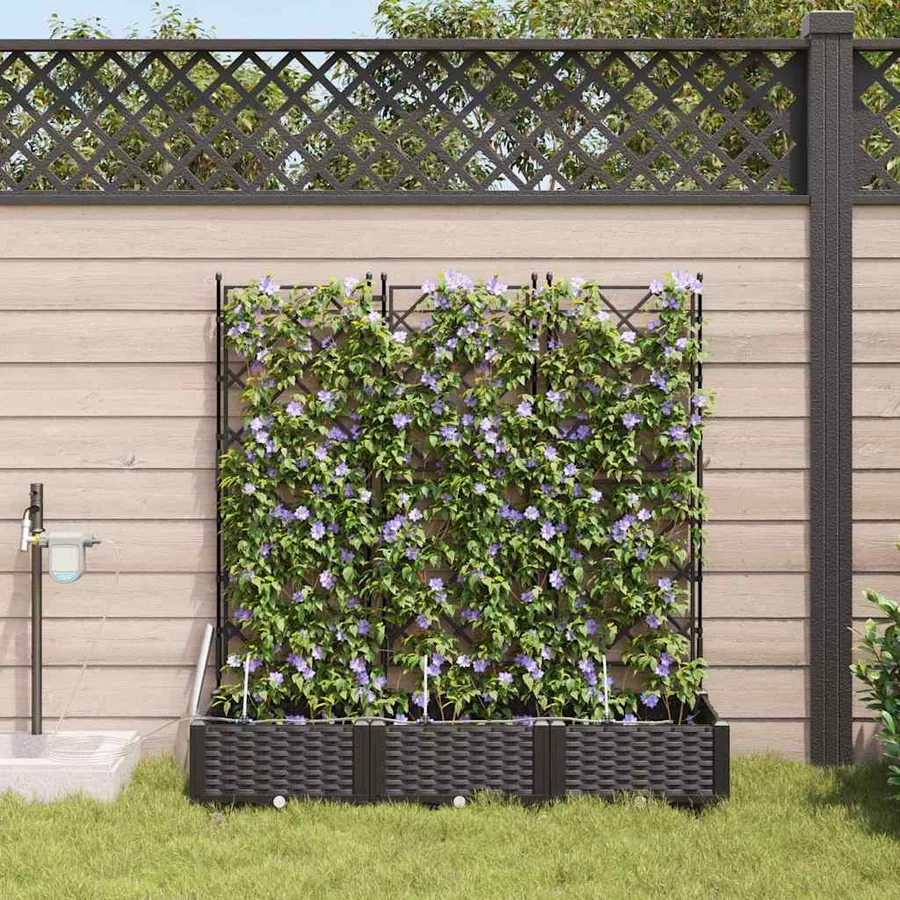 Cache-pot de jardin 3 pc Noir 120 x 40 x 126 cm PP