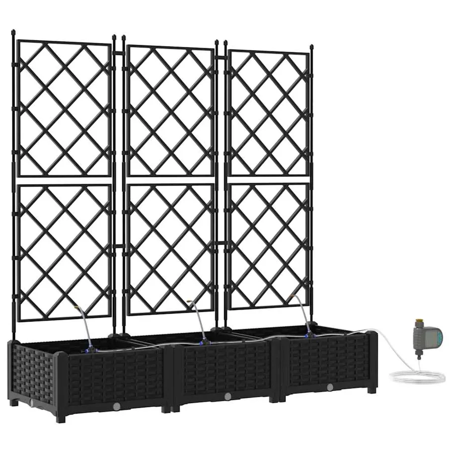 Cache-pot de jardin 3 pc Noir 120 x 40 x 126 cm PP - 2