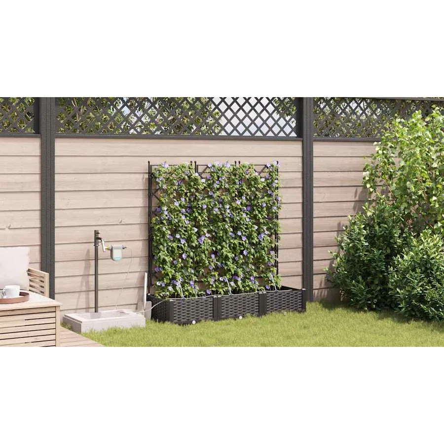 Cache-pot de jardin 3 pc Noir 120 x 40 x 126 cm PP - 4