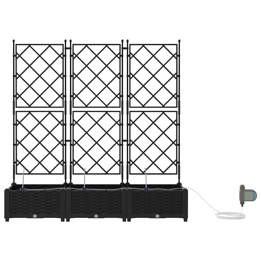 Cache-pot de jardin 3 pc Noir 120 x 40 x 126 cm PP - 6