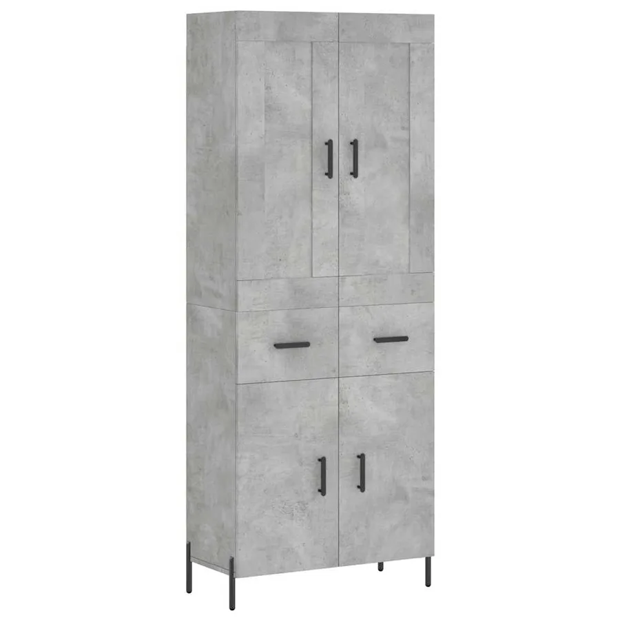Buffet haut Gris béton 69,5x34x180 cm Bois d'ingénierie - 2