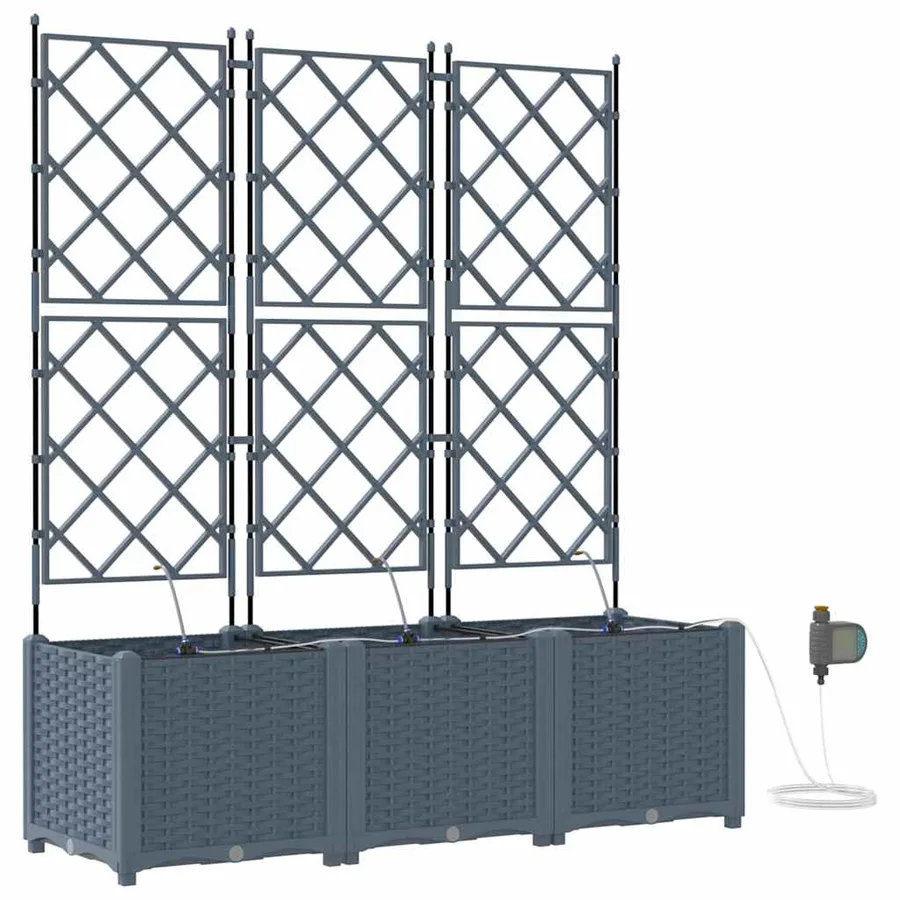 Cache-pot de jardin 3 pc Gris clair 120 x 40 x 142 cm PP - 2