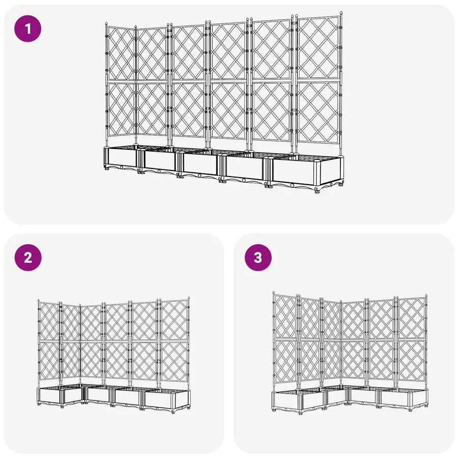 Cache-pot de jardin 5 pc Gris 120 x 120 x 125,5 cm PP - 7