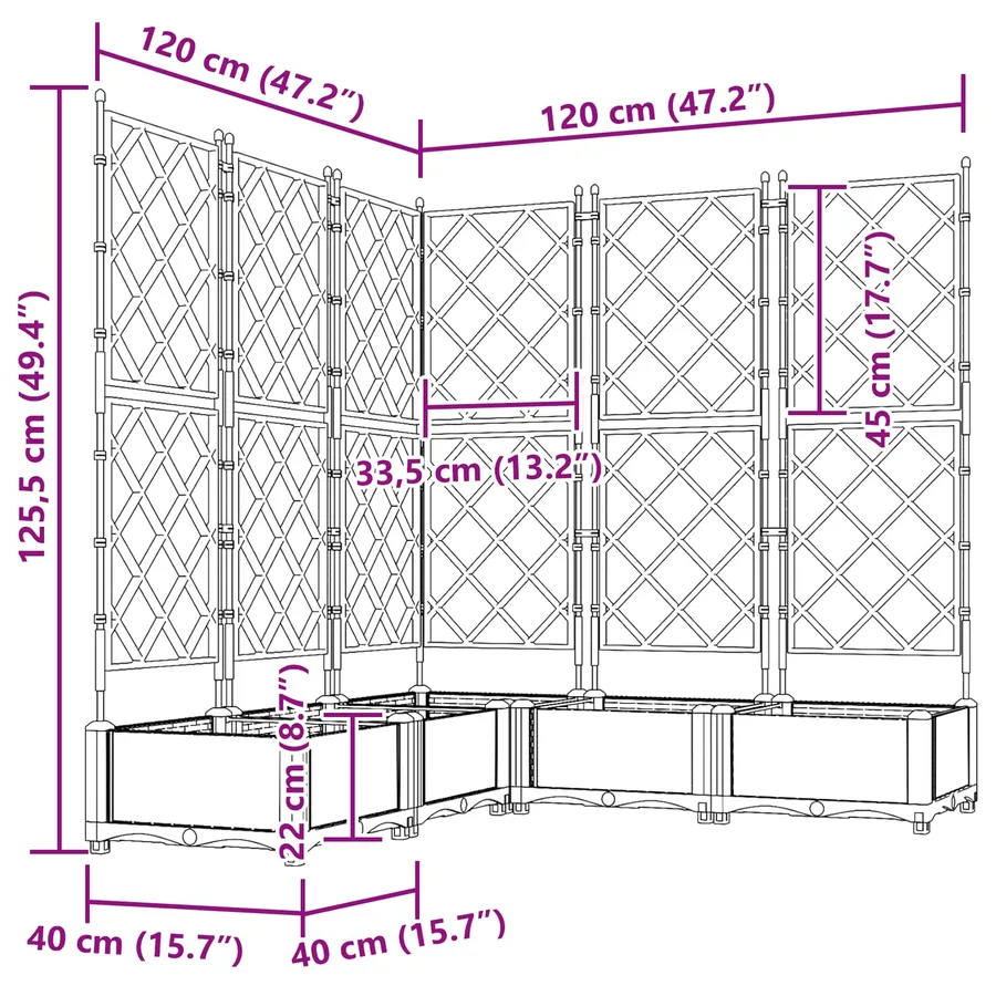 Cache-pot de jardin 5 pc Gris 120 x 120 x 125,5 cm PP - 8