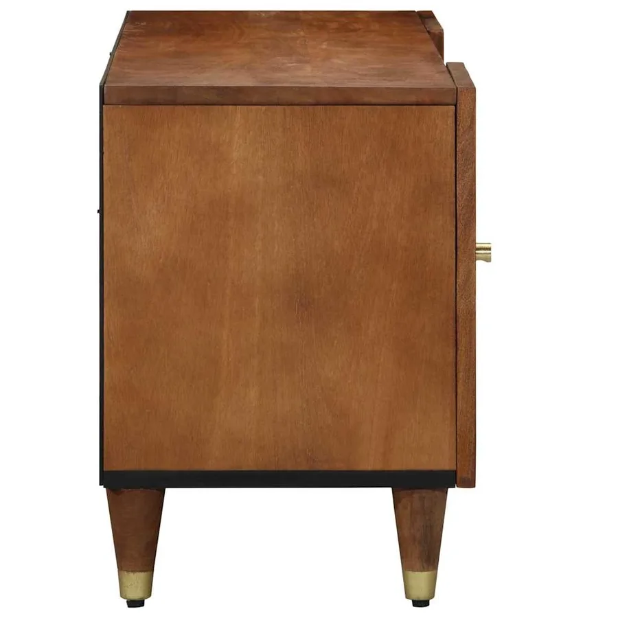 Meuble TV Marron miel 105 x 33 x 46 cm Bois de mangue massif - 4