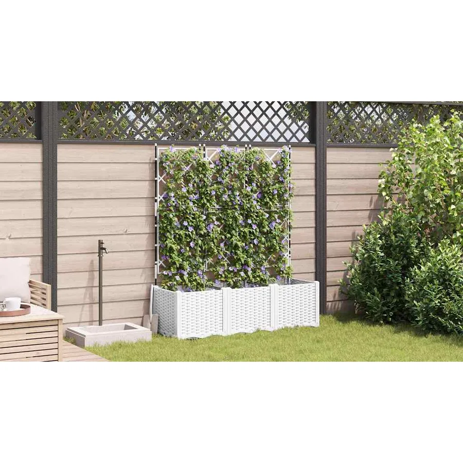 Cache-pot de jardin 3 pc Blanc 120 x 40 x 143 cm PP - 4