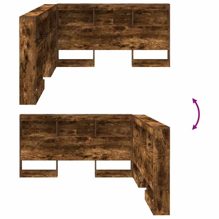 Tête de lit de rangement Chêne fumé 150 cm Bois d'ingénierie - 8